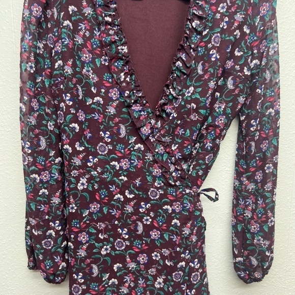 Francesca's Floral Party Event Romantic True Wrap Dress Womens Size Small Lined - Picture 4 of 13